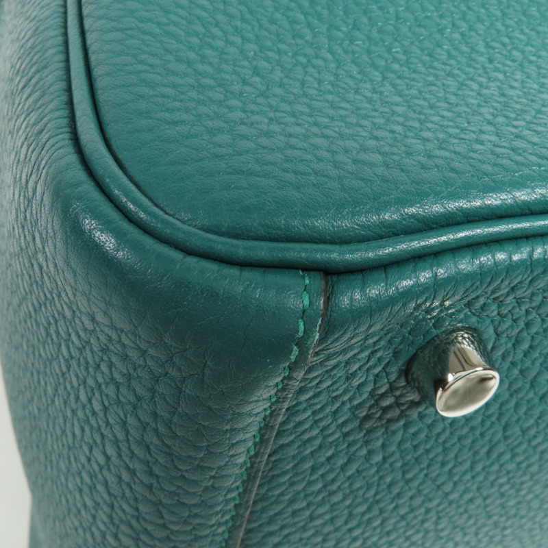 HERMES Clemence皮革Lindy 30銀扣手挽肩背兩用袋Malachite-5