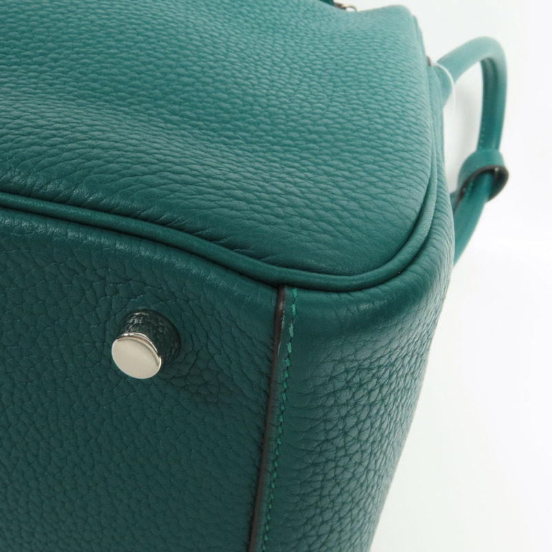 HERMES Clemence皮革Lindy 30銀扣手挽肩背兩用袋Malachite-6