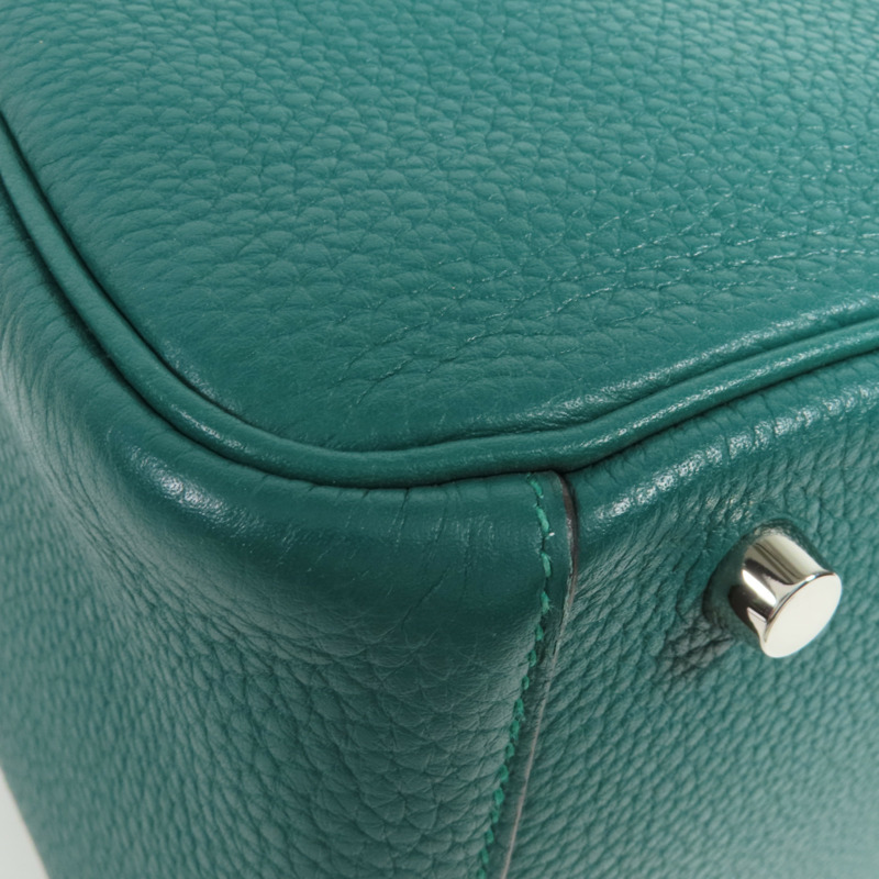 HERMES Clemence皮革Lindy 30銀扣手挽肩背兩用袋Malachite-8