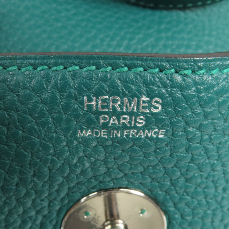 HERMES Clemence皮革Lindy 30銀扣手挽肩背兩用袋Malachite-11