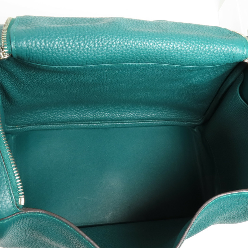 HERMES Clemence皮革Lindy 30銀扣手挽肩背兩用袋Malachite-12