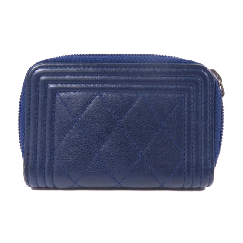 CHANEL 牛皮皮革Boy Card Case銀扣卡片套-1