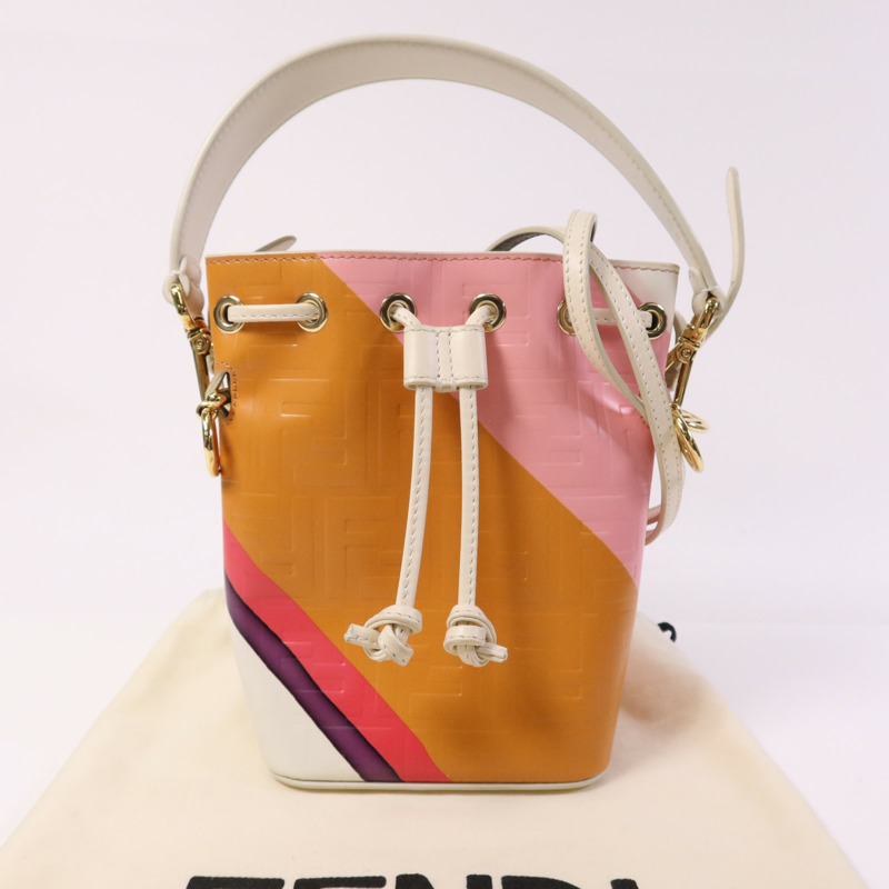 FENDI 牛皮皮革Mon Tresor Mini金扣手挽肩背兩用袋-14