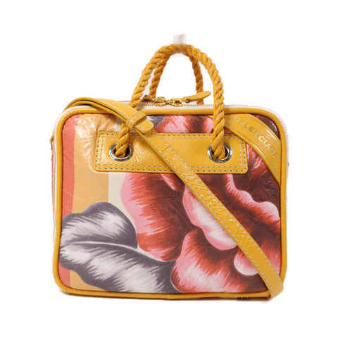 BALENCIAGA 塗層帆布Floral Blanket Square Messenger銀扣手挽肩背兩用袋