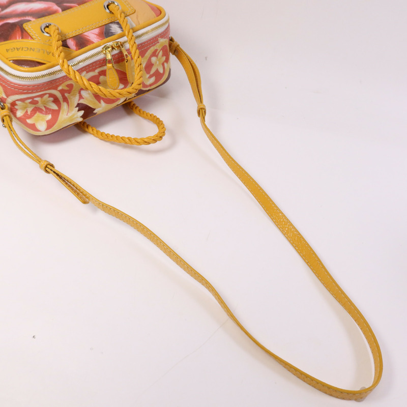 BALENCIAGA 塗層帆布Floral Blanket Square Messenger銀扣手挽肩背兩用袋-7