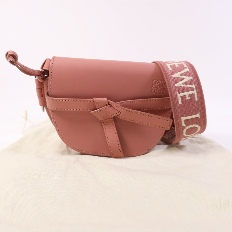 LOEWE 牛皮皮革Mini Gate Dual銀扣肩背袋-15