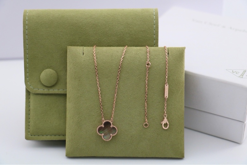 vca 梵克雅寶 18K玫瑰金 灰中花 項鍊 新扣 20年款-2