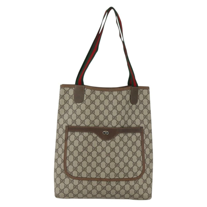 【日本直送】GUCCI GG Supreme Web Sherry Line 手提包 PVC 米色 39 02 003 正品 ep13207V-12