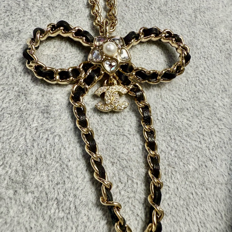 香奈兒 蝴蝶結皮穿項鍊 Chanel蝴蝶結項鍊-1