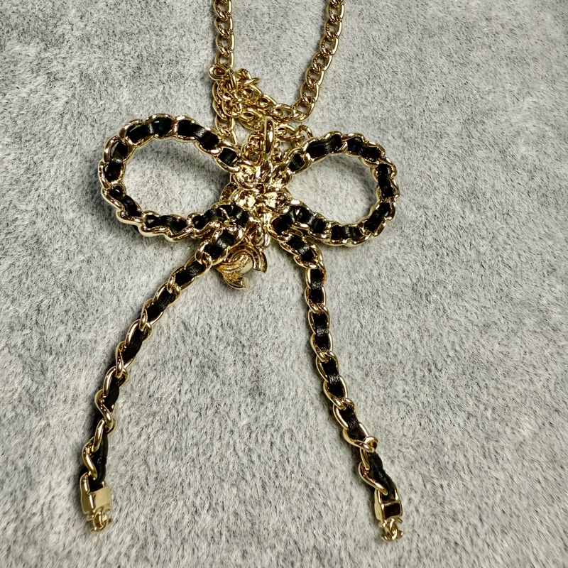 香奈兒 蝴蝶結皮穿項鍊 Chanel蝴蝶結項鍊-7