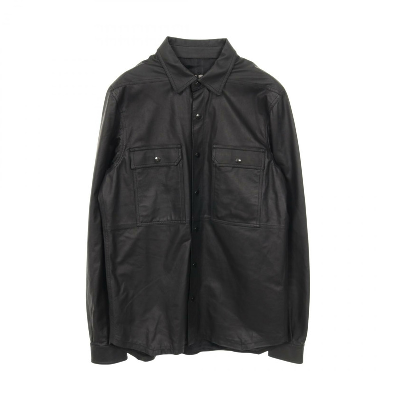 Rick Owens 襯衫夾克 皮革牛仔羊皮黑色二手男款-0
