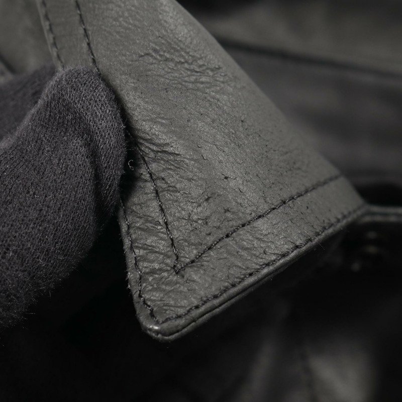 Rick Owens 襯衫夾克 皮革牛仔羊皮黑色二手男款-7