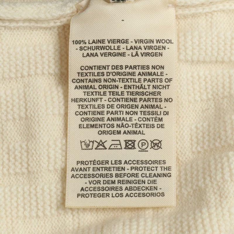 愛馬仕 Sellier 紐扣 H 圖案開襟羊毛針織衫 3E2713DB 米色 二手 #36-3