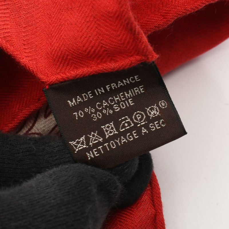 愛馬仕 Carre geant 140 A Travers Champs 絲巾披肩，真絲羊絨材質，紅米色-3