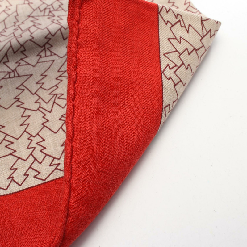 愛馬仕 Carre geant 140 A Travers Champs 絲巾披肩，真絲羊絨材質，紅米色-4