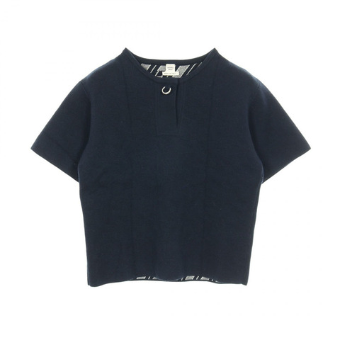 愛馬仕針織衫 #36 短袖 3E2609D5 羊絨棉 海軍藍 二手 女款