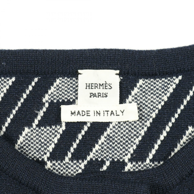 愛馬仕針織衫 #36 短袖 3E2609D5 羊絨棉 海軍藍 二手 女款-2