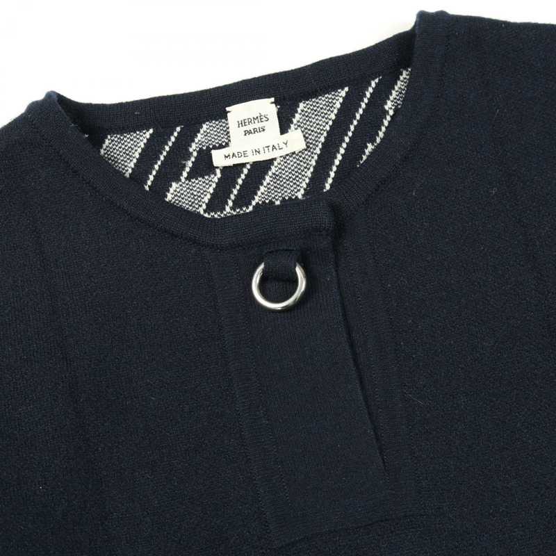 愛馬仕針織衫 #36 短袖 3E2609D5 羊絨棉 海軍藍 二手 女款-7
