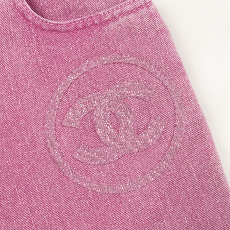 香奈兒 COCO 標誌牛仔長褲 #38 棉質粉紅二手女款 CC-9