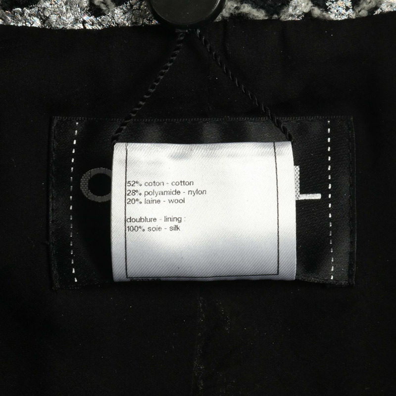 香奈兒 COCO 標誌珍珠紐扣 其他外套 尼龍 羊毛 棉 黑色 白色 銀色 二手 女裝-3