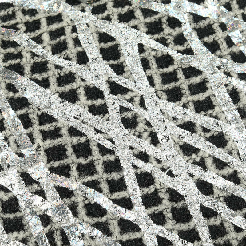 香奈兒 COCO 標誌珍珠紐扣 其他外套 尼龍 羊毛 棉 黑色 白色 銀色 二手 女裝-4