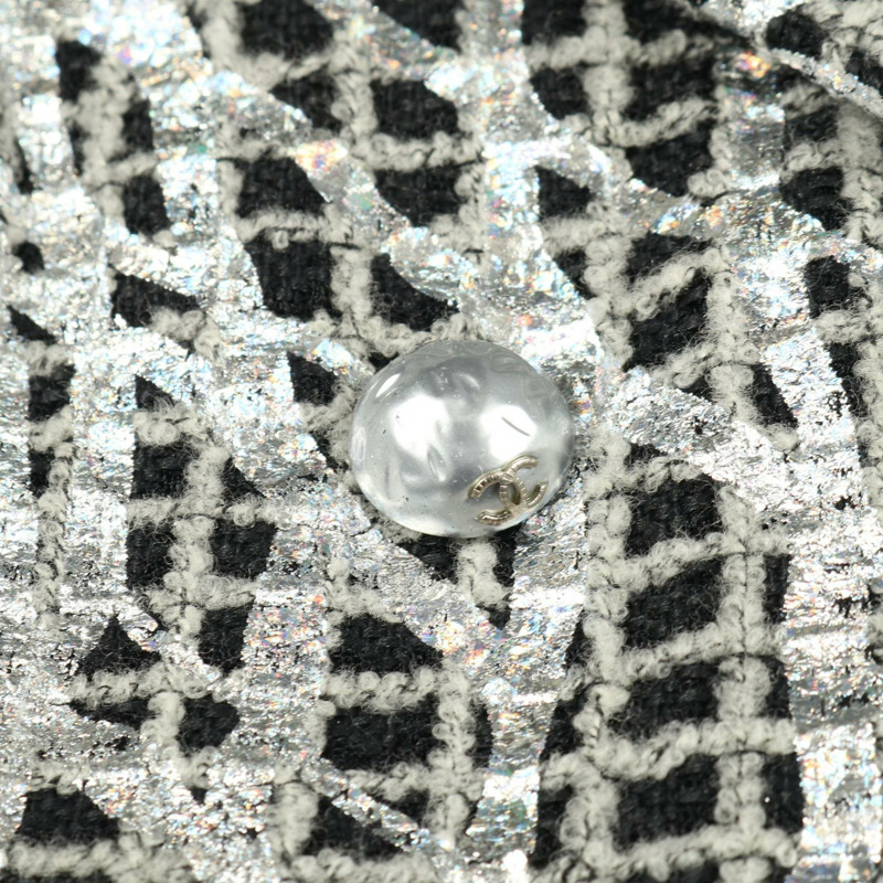 香奈兒 COCO 標誌珍珠紐扣 其他外套 尼龍 羊毛 棉 黑色 白色 銀色 二手 女裝-6