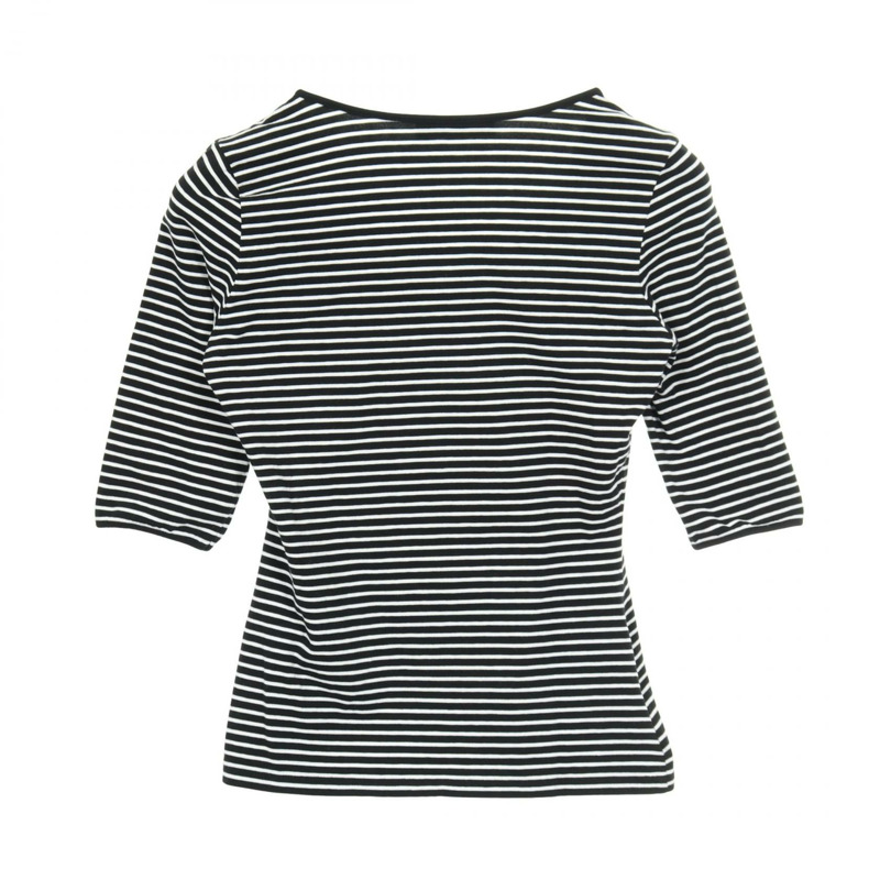 PRADA 條紋三角 Logo 針織衫 T 卹,純棉,黑白配色,#38,二手女款-1