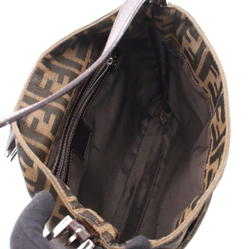 FENDI Zucca 單肩手提包，帆布皮革，棕色，SHW，二手女款-2