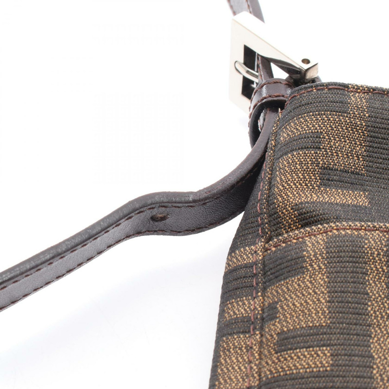 FENDI Zucca 單肩手提包，帆布皮革，棕色，SHW，二手女款-4