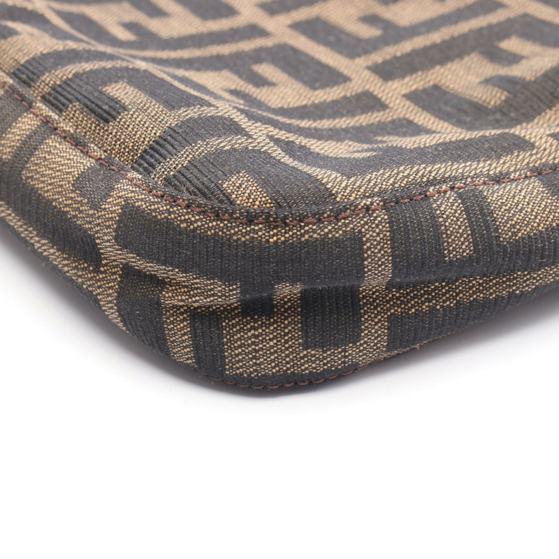 FENDI Zucca 單肩手提包，帆布皮革，棕色，SHW，二手女款-6