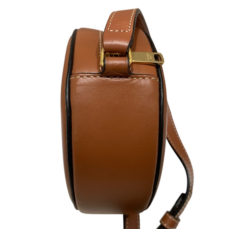 CELINE 思琳 TRIOMPHE 斜背橢圓形側背包 皮革 棕色 金釦-4