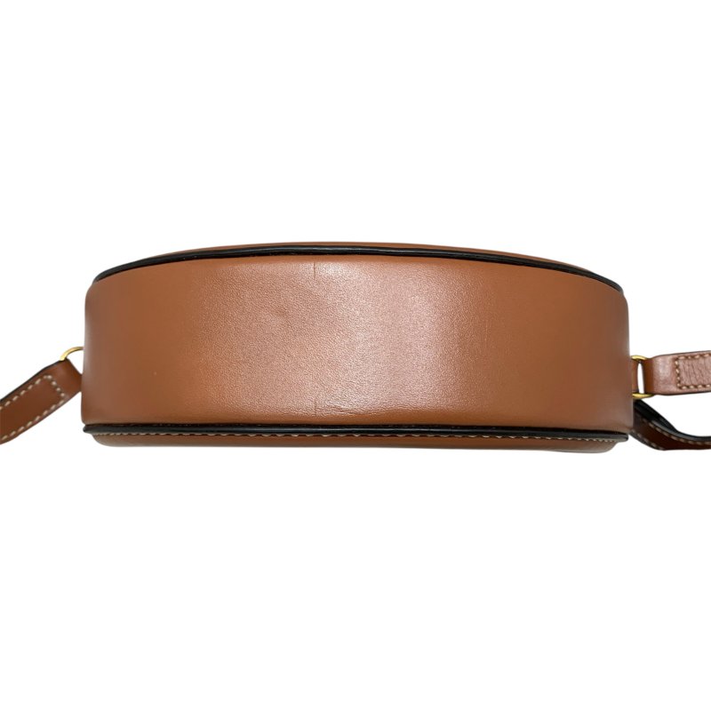 CELINE 思琳 TRIOMPHE 斜背橢圓形側背包 皮革 棕色 金釦-5