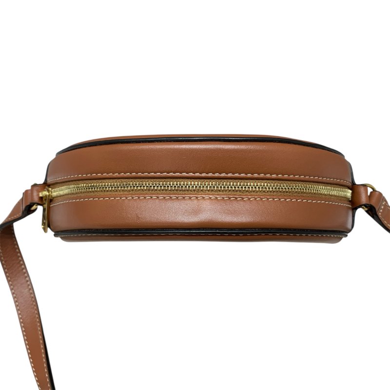 CELINE 思琳 TRIOMPHE 斜背橢圓形側背包 皮革 棕色 金釦-6