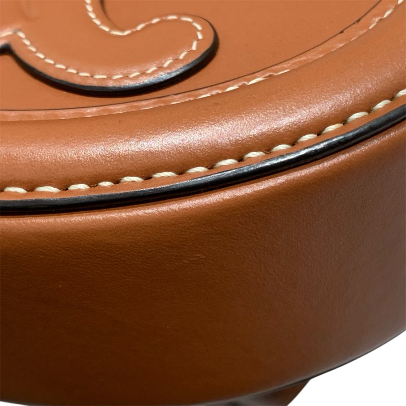 CELINE 思琳 TRIOMPHE 斜背橢圓形側背包 皮革 棕色 金釦-9