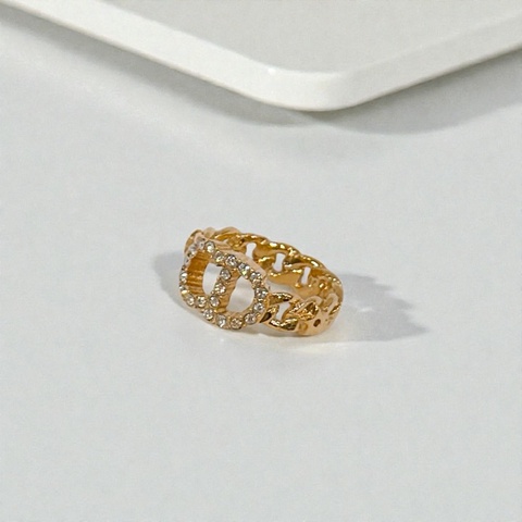 莉亞精品♡ Dior 水鑽戒指 #M 近新美品
