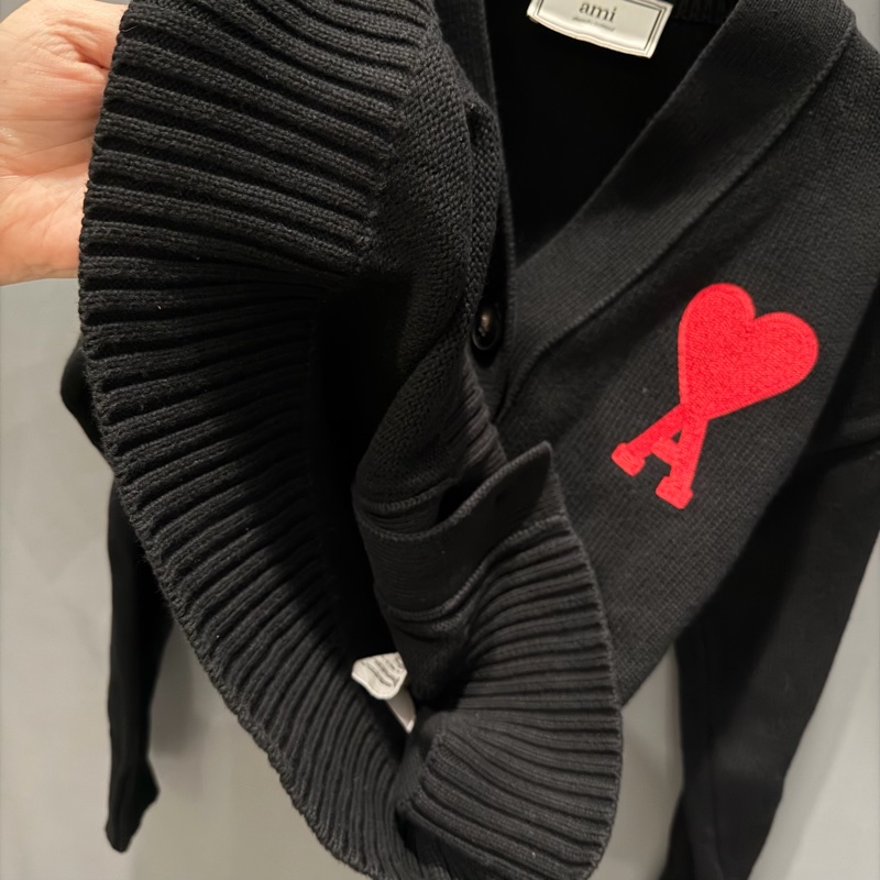 Ami 大愛心刺繡 針織外套 黑-6