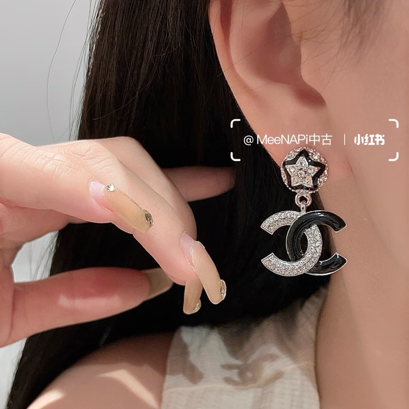 莉亞精品♡Chanel 星星雙C雙色耳針 二手-1