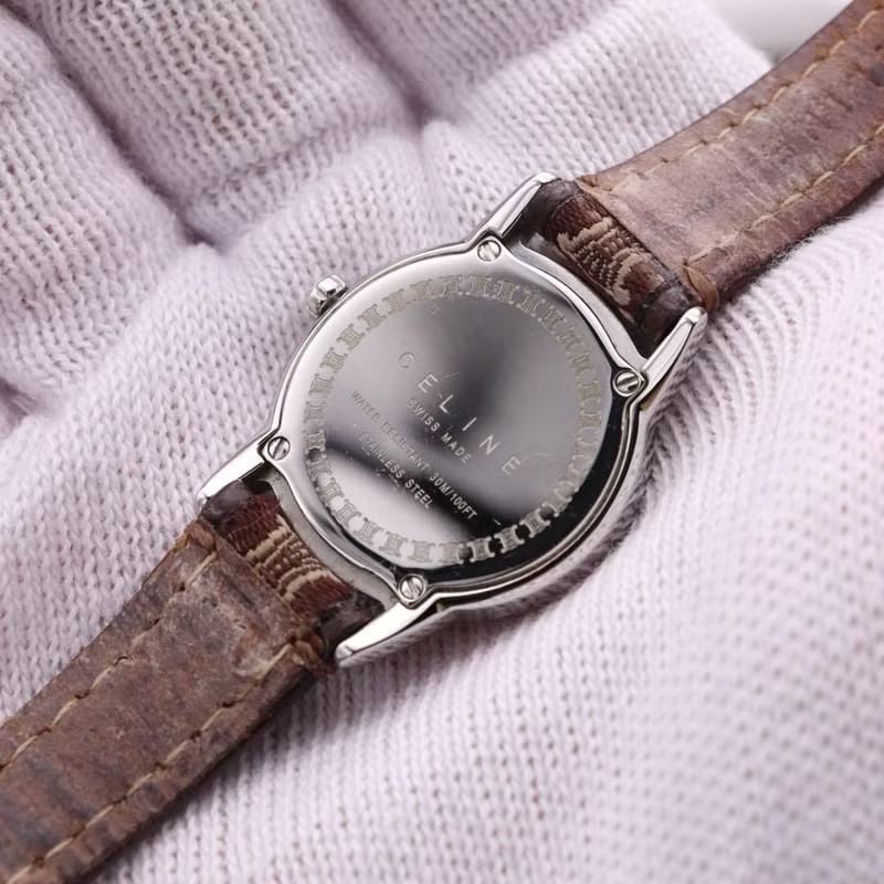 【LA LUNE】稀有Celine凱旋門老花酒紅手錶 絕版古董錶 二手女裝腕錶 中古錶-3