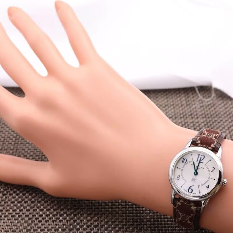 【LA LUNE】稀有Celine凱旋門老花酒紅手錶 絕版古董錶 二手女裝腕錶 中古錶-4