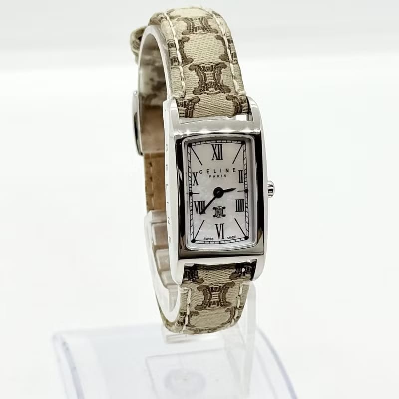 【LA LUNE】稀有 Celine凱旋門老花米白色手錶 古董錶 二手女裝腕錶 中古錶-3