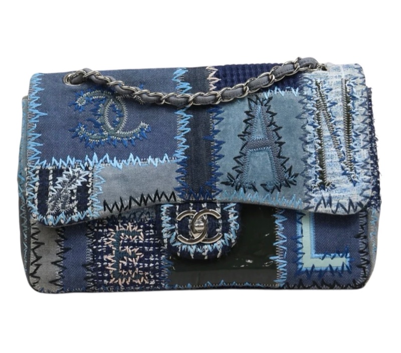 「JL精品代購」9新 Chanel 香奈兒 牛仔拼接 jumbo-3