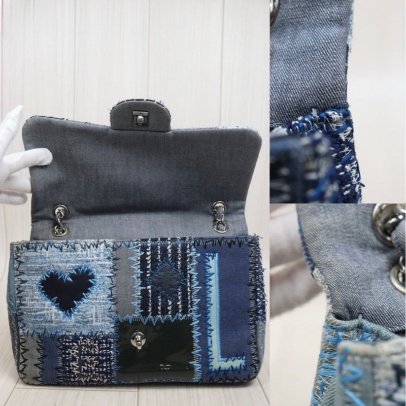 「JL精品代購」9新 Chanel 香奈兒 牛仔拼接 jumbo-9