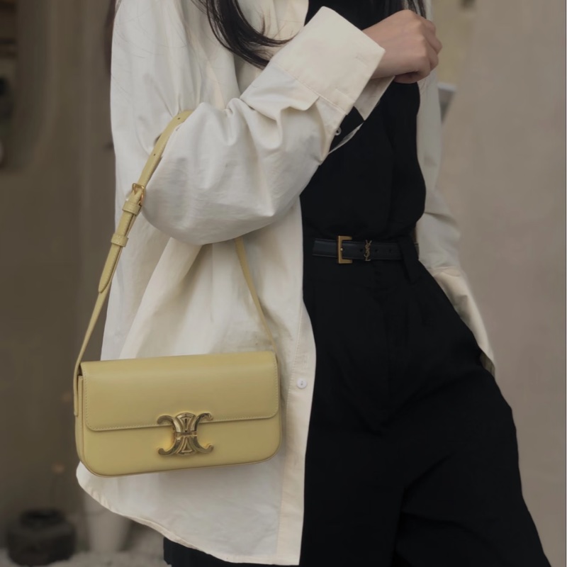 【95新 ✨ 全網最低價!】Celine 凱旋門 腋下包Teen 小雞黃-1