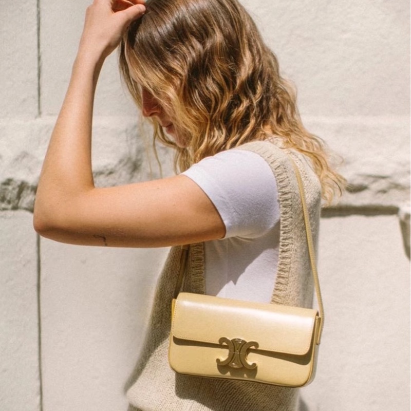 【95新 ✨ 全網最低價!】Celine 凱旋門 腋下包Teen 小雞黃-9