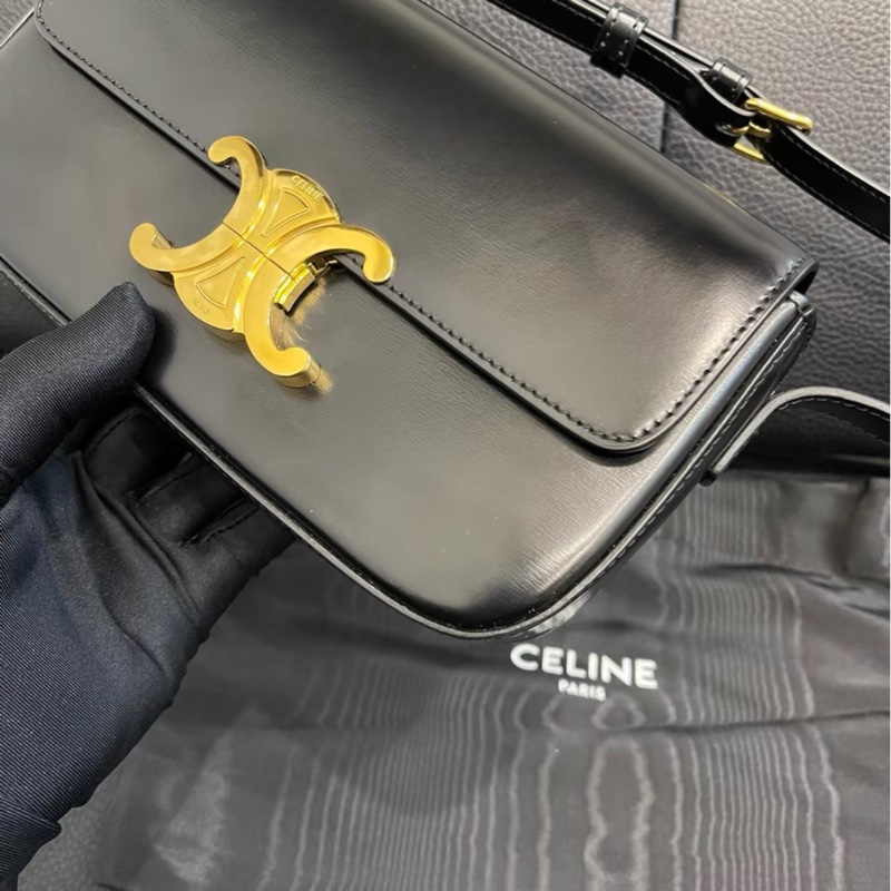 【97新 ✨ 全網最低價！】Celine 凱旋門 黑金腋下包Teen 經典保值款-5