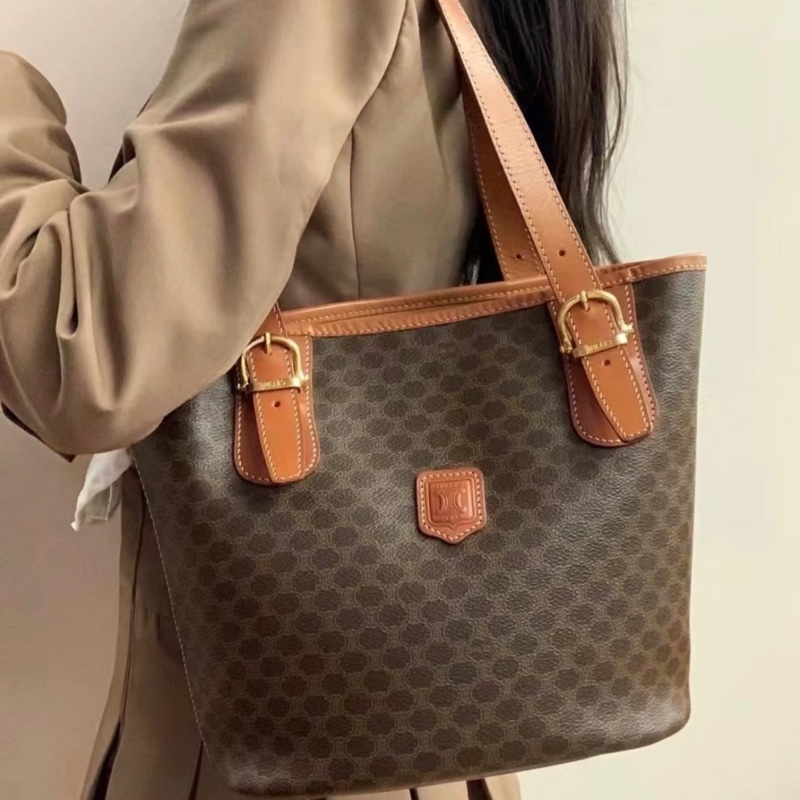 「JL精品代購」9新 Celine 老花水桶托特菜籃子-1