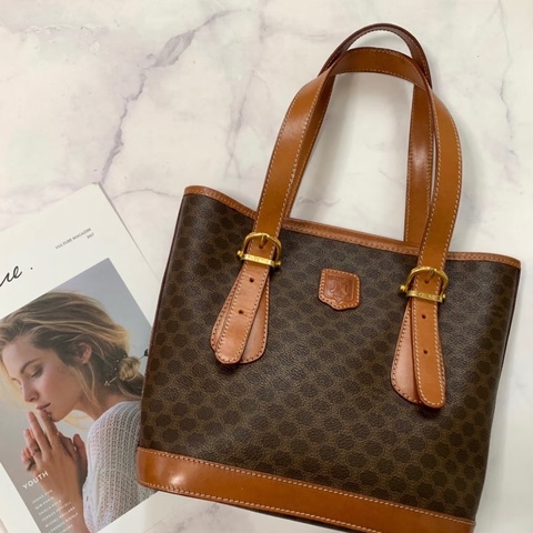 「JL精品代購」9新 Celine 老花水桶托特菜籃子