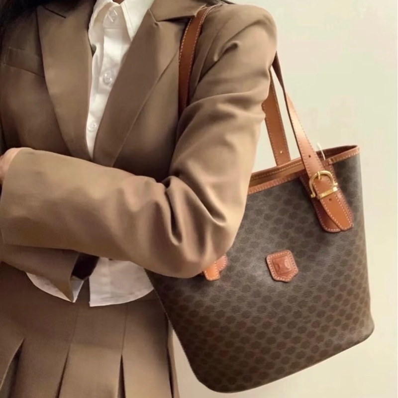 「JL精品代購」98新 Celine 老花水桶托特菜籃子-1