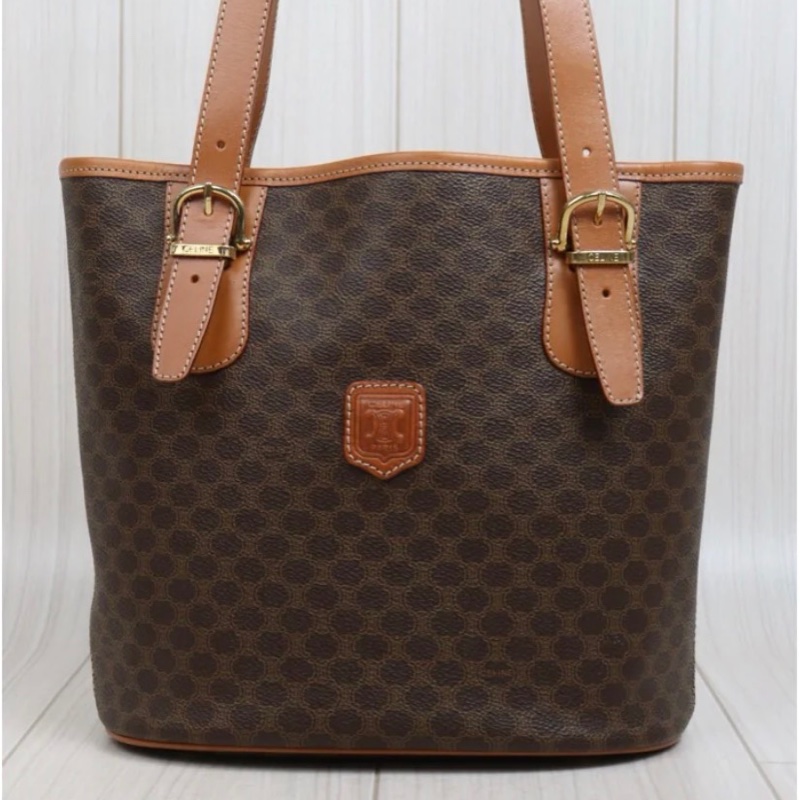 「JL精品代購」98新 Celine 老花水桶托特菜籃子-2