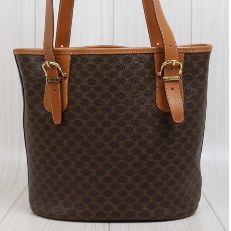 「JL精品代購」98新 Celine 老花水桶托特菜籃子-3